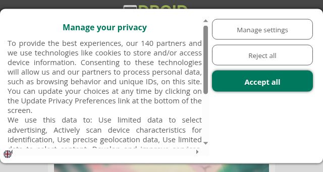 Screenshot of droidgamers.com