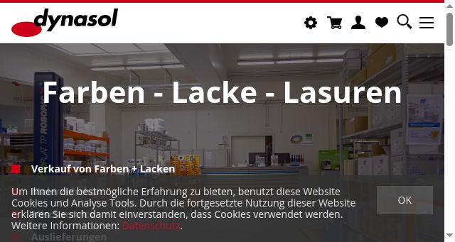 Screenshot of dynasol-shop.ch