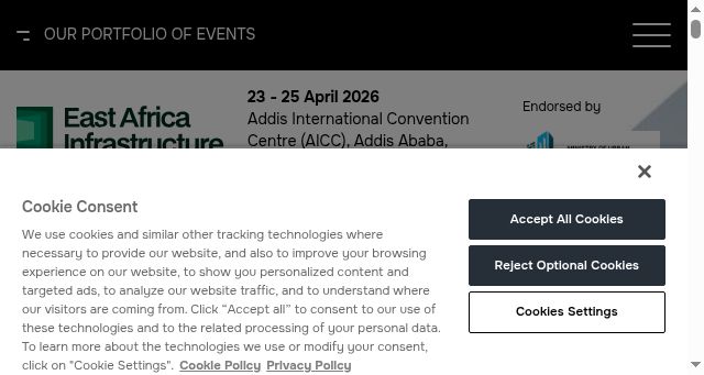 Screenshot of eastafricainfrastructureexpo.com