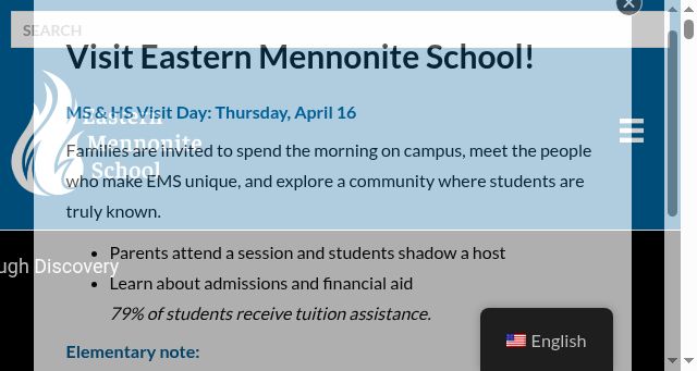 Screenshot of easternmennonite.org