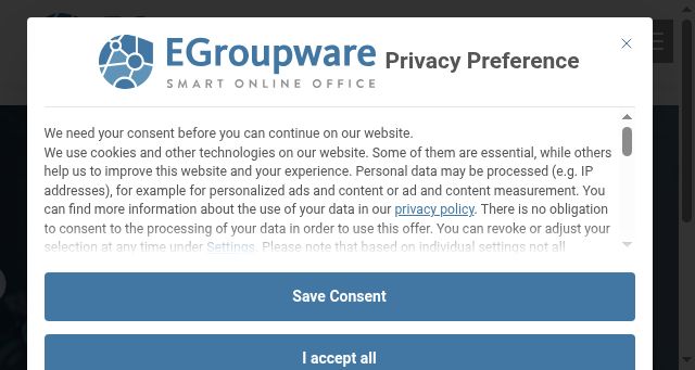 Screenshot of egroupware.org