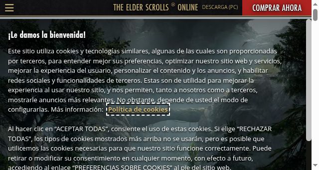 Screenshot of elderscrollsonline.com