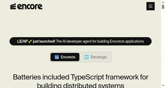 Screenshot of encore.dev