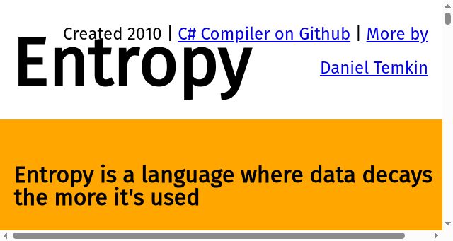 Screenshot of entropy-lang.org