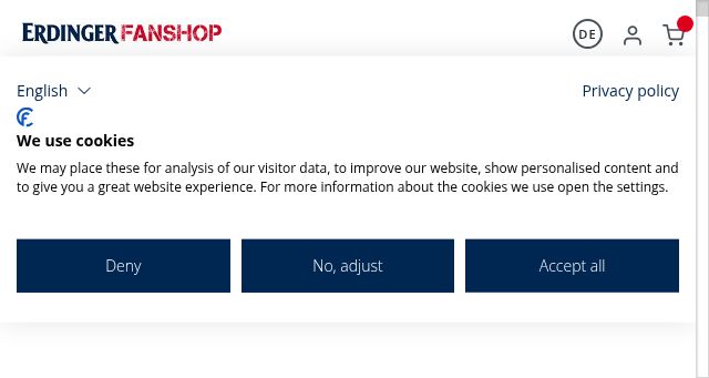 Screenshot of erdinger-fanshop.de