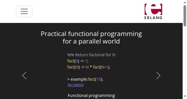 Screenshot of erlang.org
