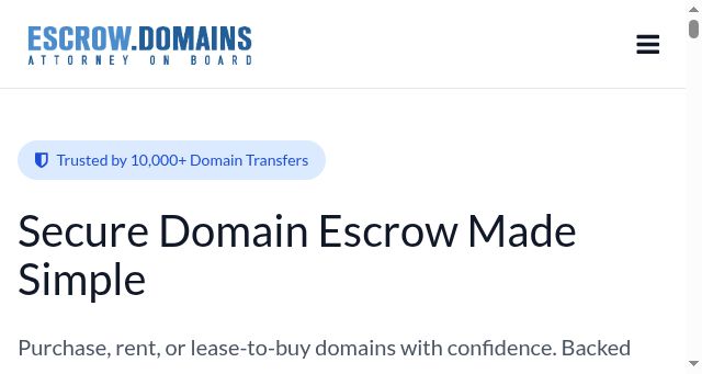 Screenshot of escrow.domains