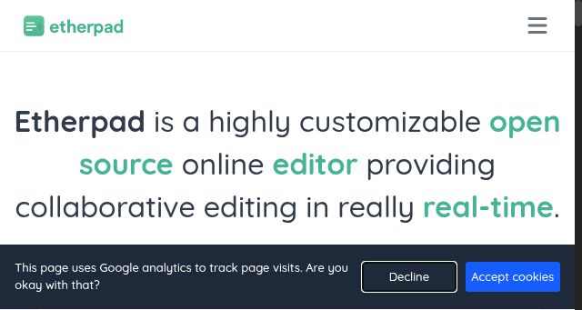 Screenshot of etherpad.org