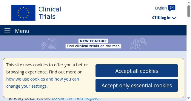 Screenshot of euclinicaltrials.eu