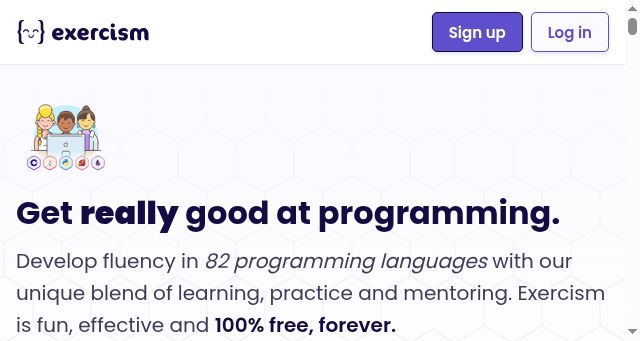 Screenshot of exercism.org