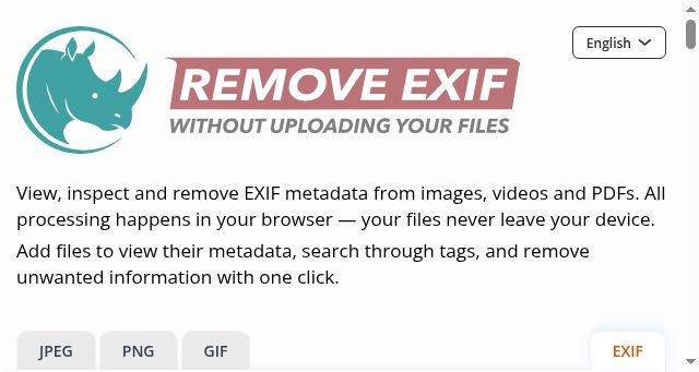Screenshot of exifremover.com