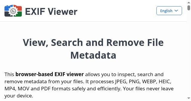 Screenshot of exifviewer.com