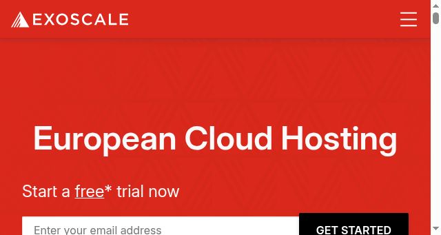 Screenshot of exoscale.com