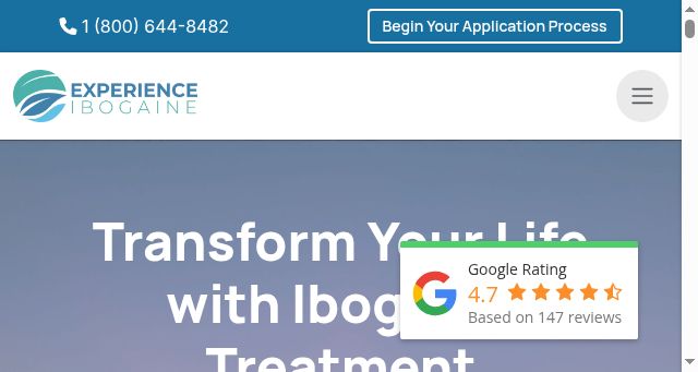 Screenshot of experienceibogaine.com