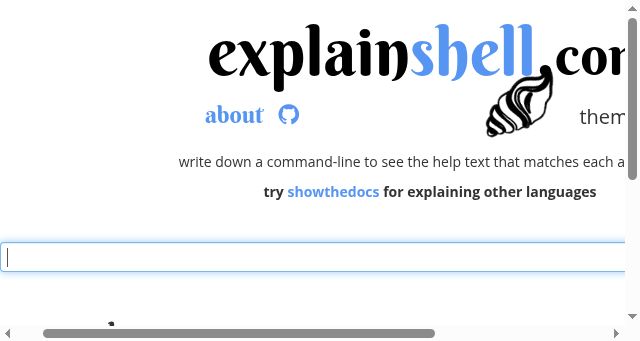 Screenshot of explainshell.com