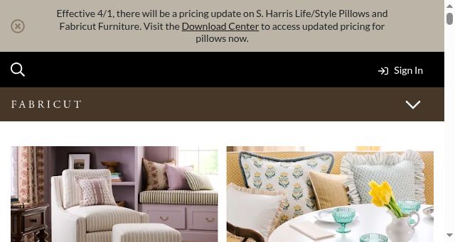 Screenshot of fabricut.com