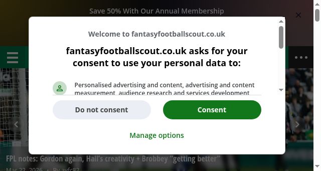 Screenshot of fantasyfootballscout.co.uk
