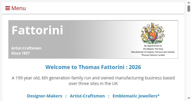 Screenshot of fattorini.co.uk