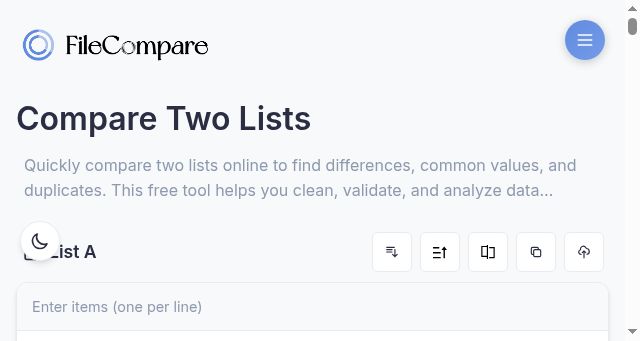 Screenshot of filecompare.org