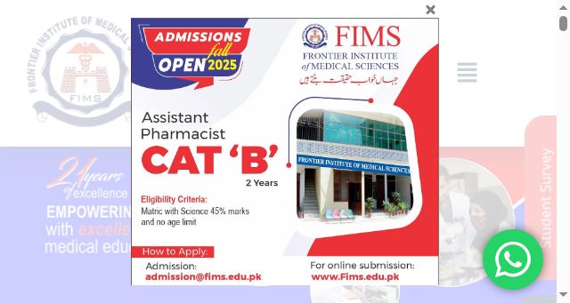 Screenshot of fims.edu.pk