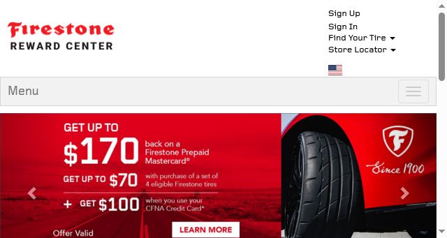Screenshot of firestonerewards.com