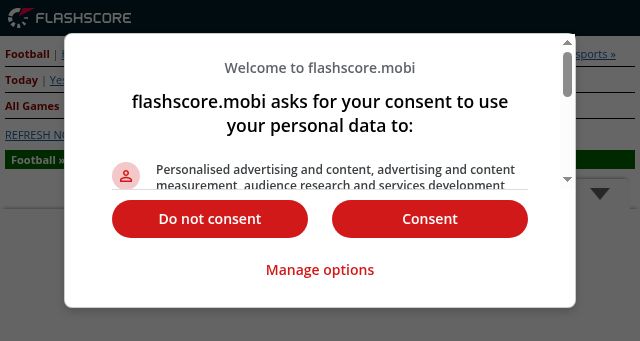 Screenshot of flashscore.mobi