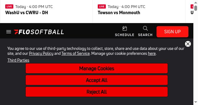 Screenshot of flosoftball.com