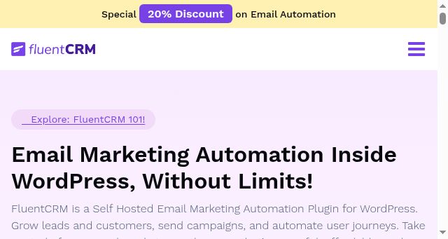 Screenshot of fluentcrm.com