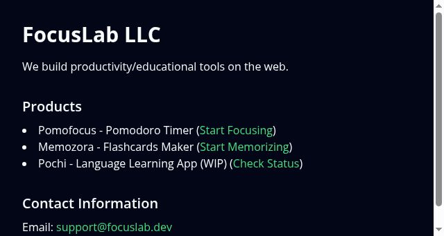 Screenshot of focuslab.dev