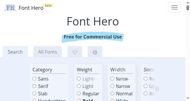 Screenshot of fonthero.com