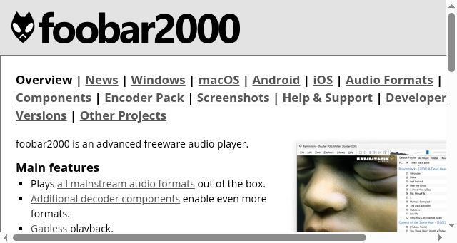 Screenshot of foobar2000.org