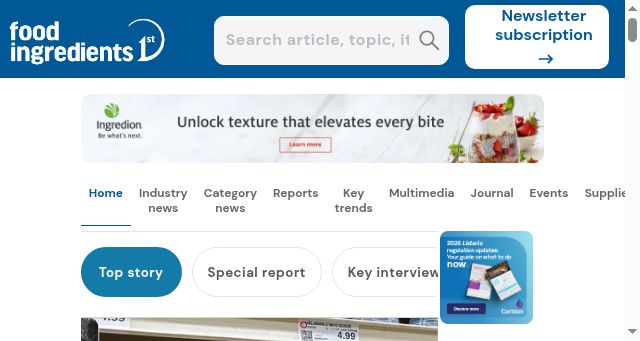 Screenshot of foodingredientsfirst.com