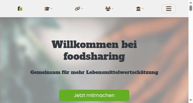 Screenshot of foodsharing.de