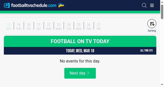 Screenshot of footballtvschedule.com