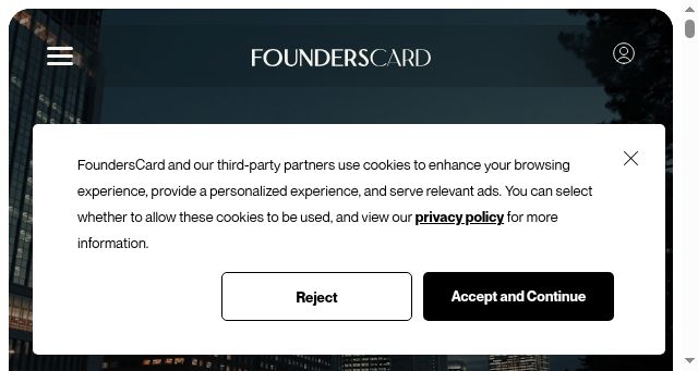 Screenshot of founderscard.com