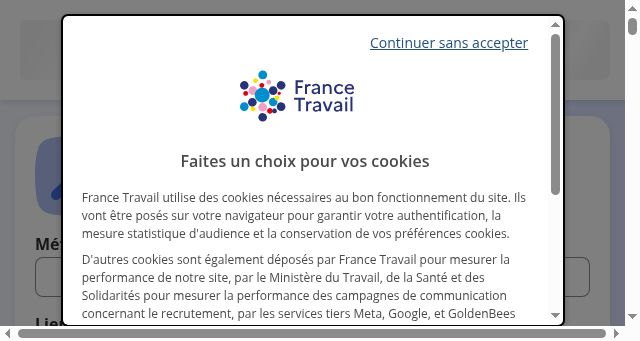 Screenshot of francetravail.fr
