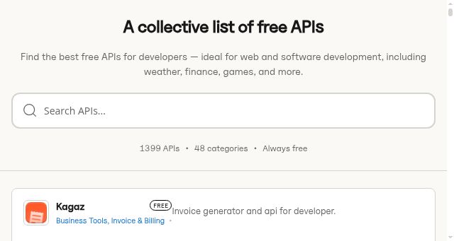 Screenshot of freeapis.io