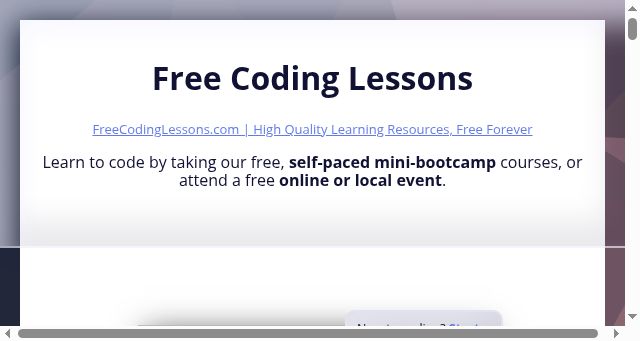 Screenshot of freecodinglessons.com