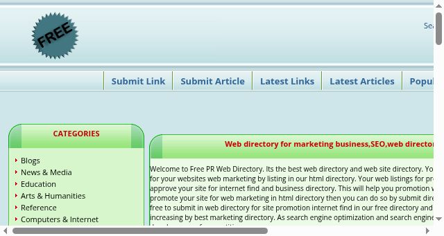 Screenshot of freeprwebdirectory.com