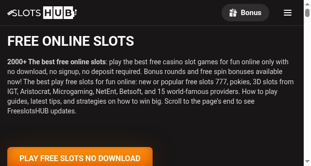 Screenshot of freeslotshub.com