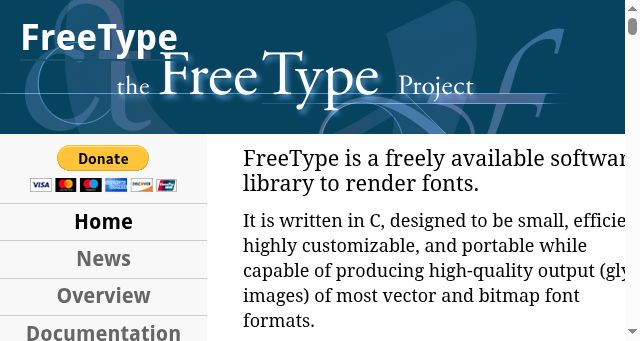Screenshot of freetype.org