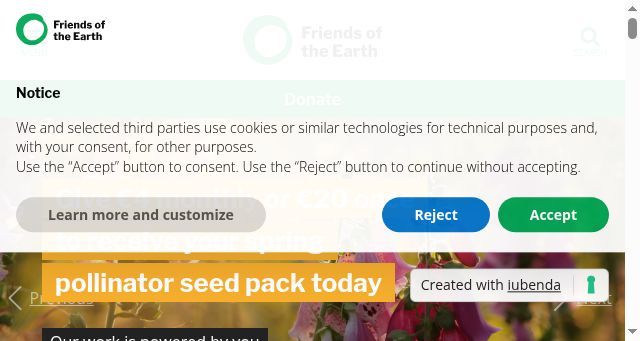 Screenshot of friendsoftheearth.ie