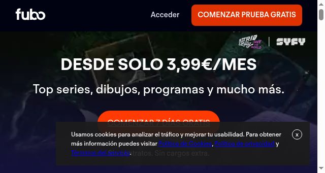 Screenshot of fubo.tv