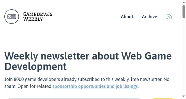 Screenshot of gamedevjsweekly.com