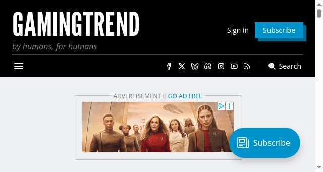 Screenshot of gamingtrend.com