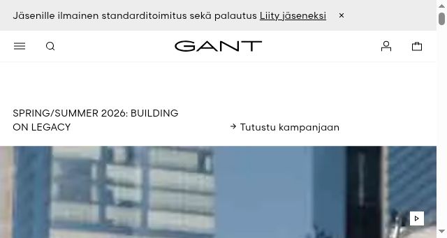 Screenshot of gant.fi