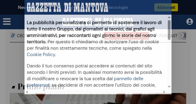 Screenshot of gazzettadimantova.it