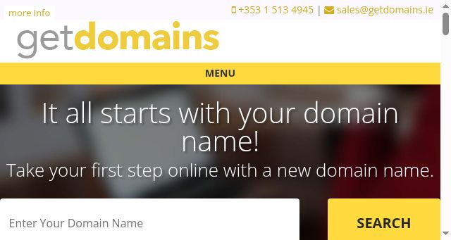 Screenshot of getdomains.ie