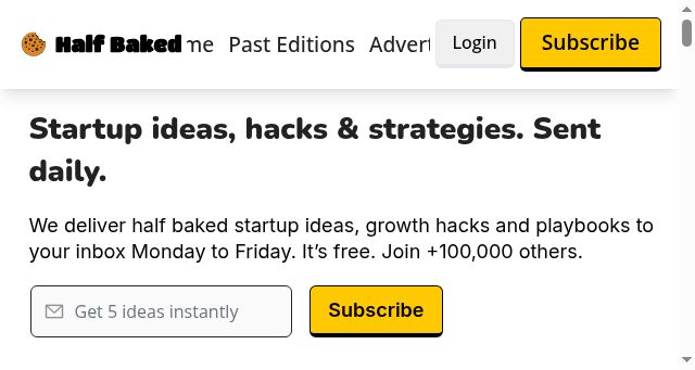 Screenshot of gethalfbaked.com