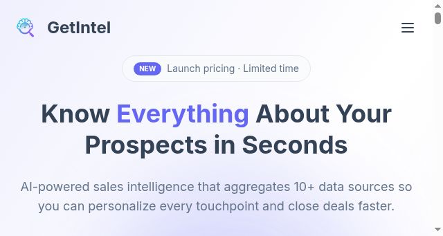 Screenshot of getintel.ai